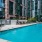 a pool in front of a building