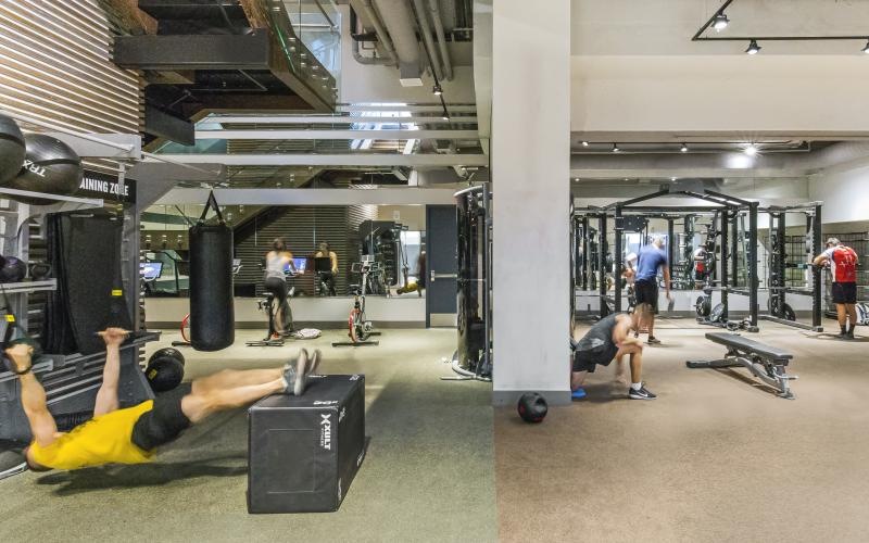 people working out in a gym