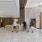 a couple of people standing in a large building