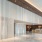 a large room with a large glass wall